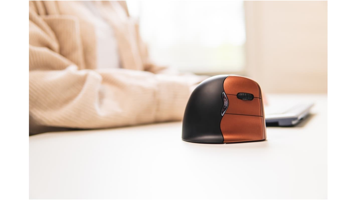 Mouse Laser Verticale Marrone Cablato Wireless Evoluent, pulsanti 6