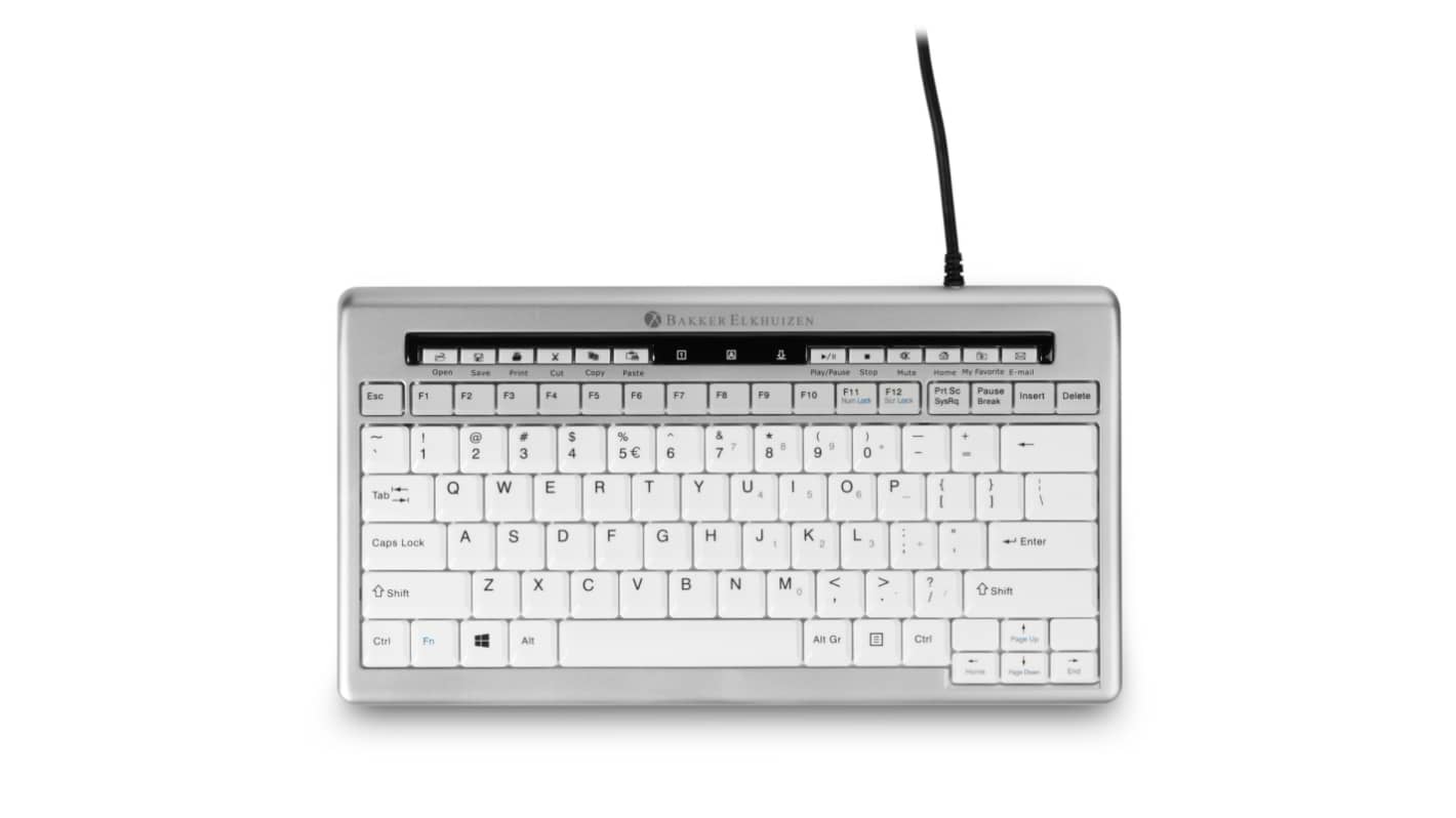Bakker Elkhuizen BNES840DUK Wired Wired Compact Keyboard, QWERTY (UK), Grey, White