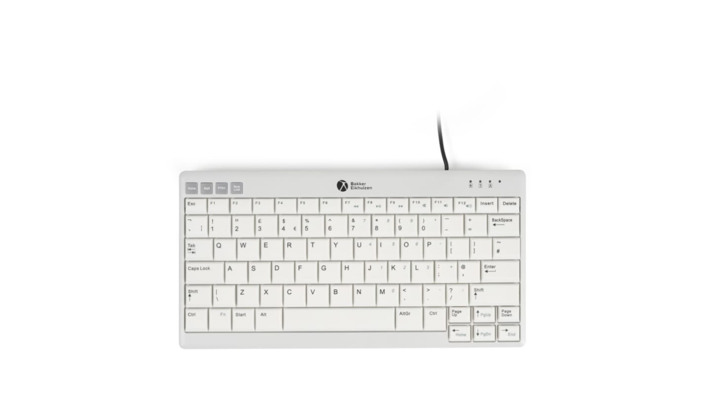 Bakker Elkhuizen 有线紧凑型键盘, 有线接口, QWERTY（英国）布局, 灰色, BNEU950V2UK