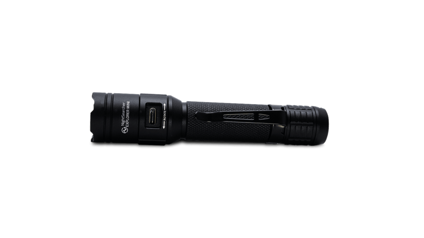 Nightsearcher LED Torch Black - Rechargeable 400 Lumens, 119 mm