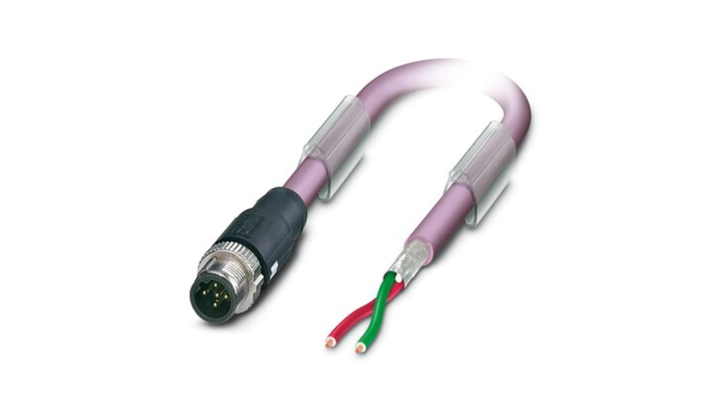 Phoenix Contact SAC Bus Cable, 2 Cores, 0.25 mm², Bus, 10m, Red lilac Polyurethane PUR Sheath, 24 AWG