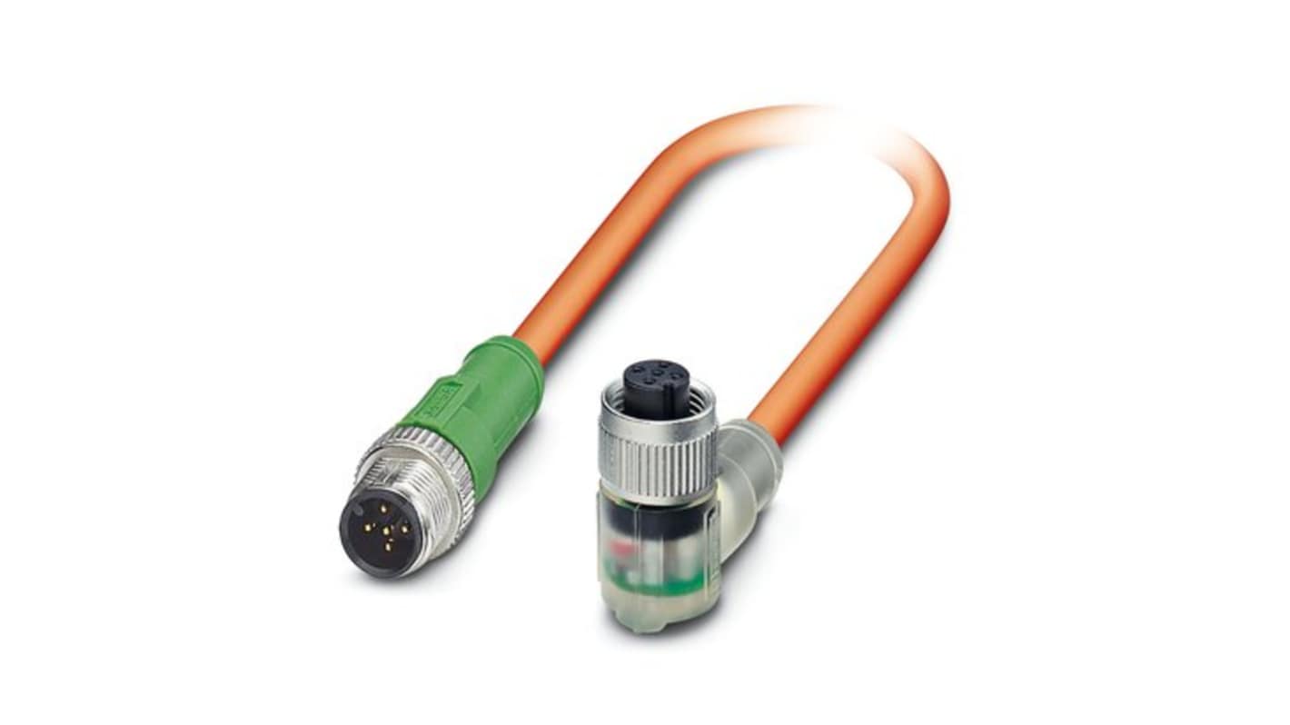 Phoenix Contact Straight Male 5 way M12 to Right Angle Female 5 way M12 Actuator/Sensor Cable, 3m