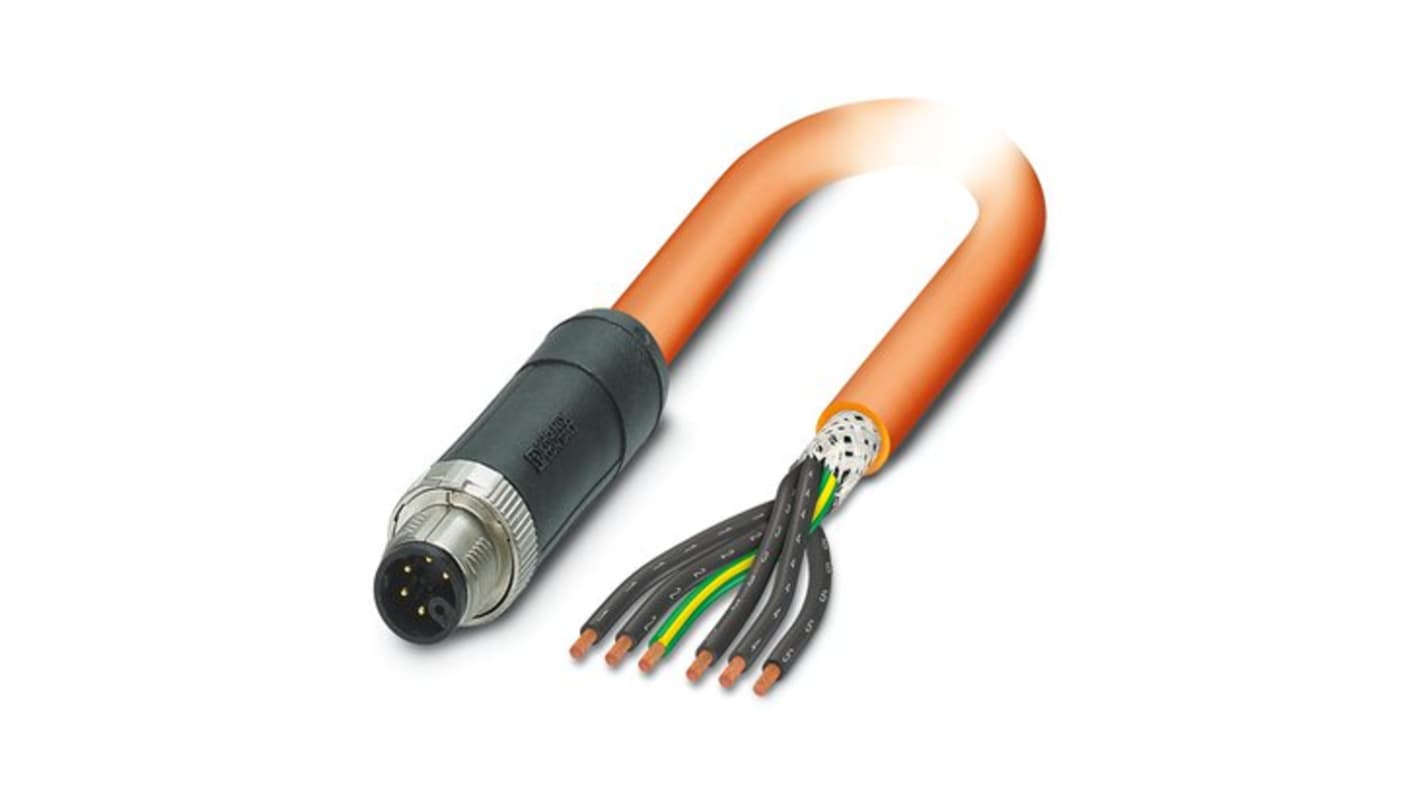 Phoenix Contact SAC, Power, 5m 6 Core, Orange Polyvinyl Chloride PVC Power Cable +80°C