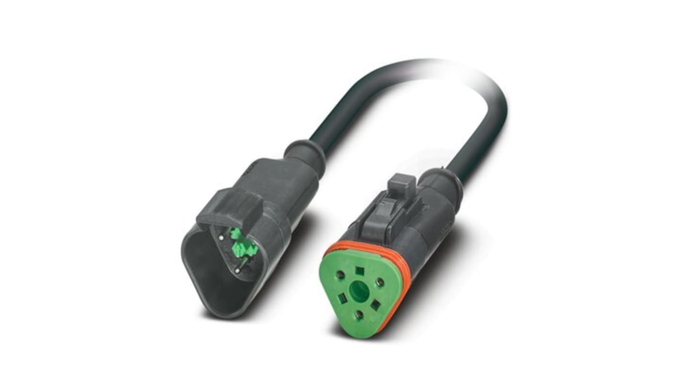 Phoenix Contact Straight Male 3 way Deutsch to Straight Female 3 way Deutsch Actuator/Sensor Cable, 3m