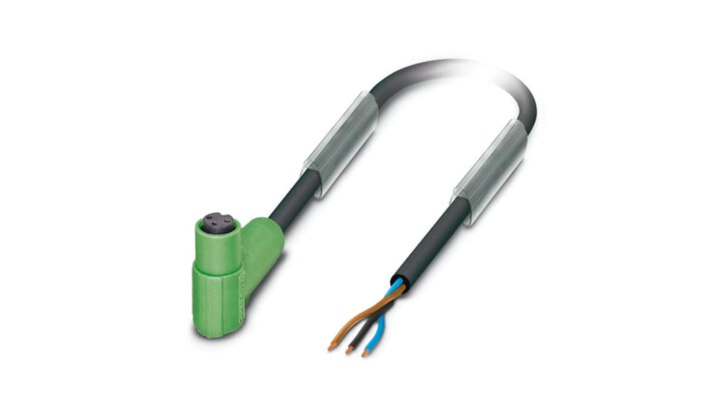 Phoenix Contact Straight 3 way Free Ends to Right Angle Female 3 way M8 Actuator/Sensor Cable, 5m