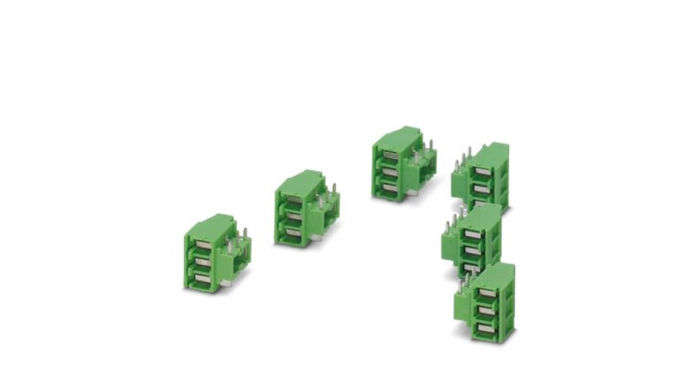 Phoenix Contact MKDSO Series PCB Terminal Block, 3-Contact, 5mm Pitch, Wave Soldering, 1-Row, Screw-In Termination
