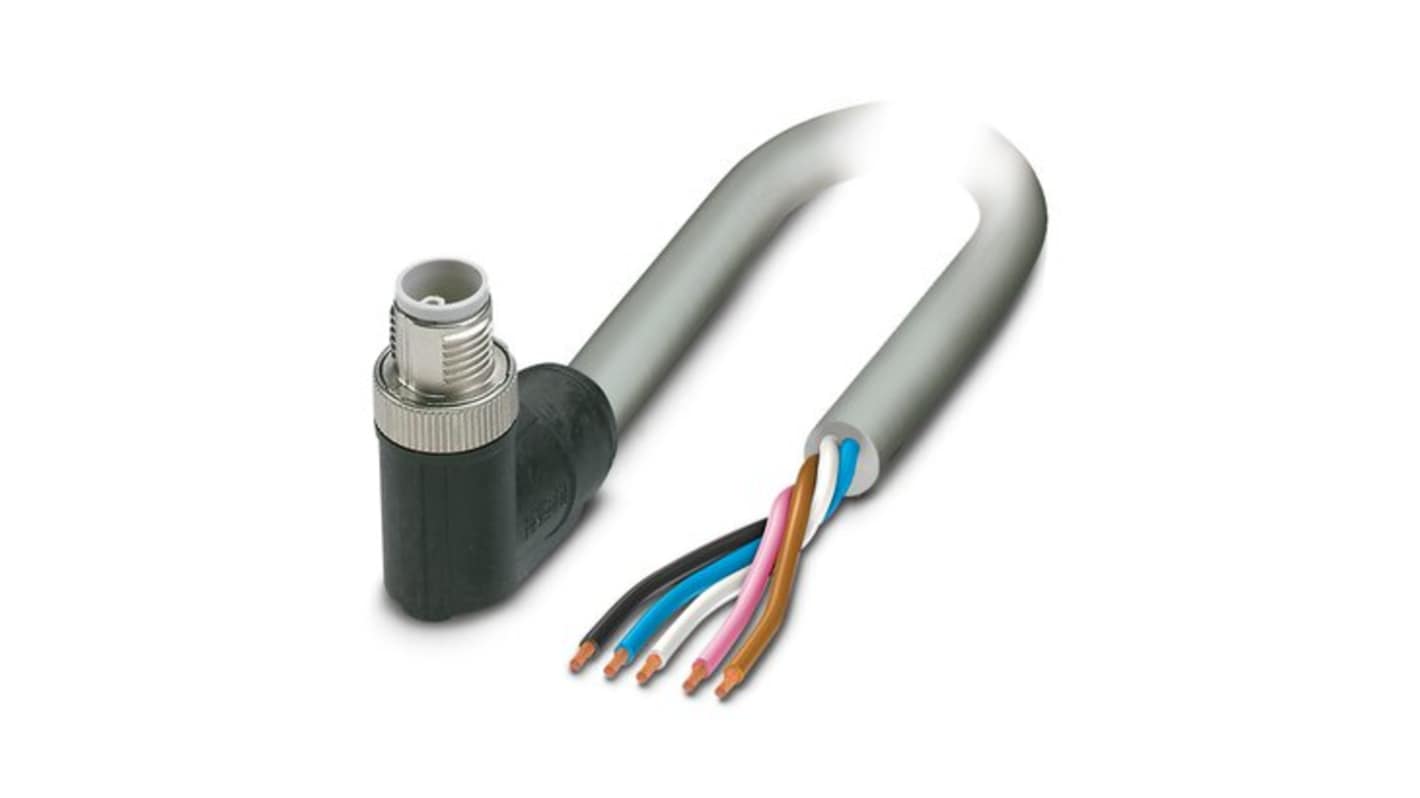 Phoenix Contact SAC, Power, 3m 5 Core, Grey Polyurethane PUR Power Cable +80°C