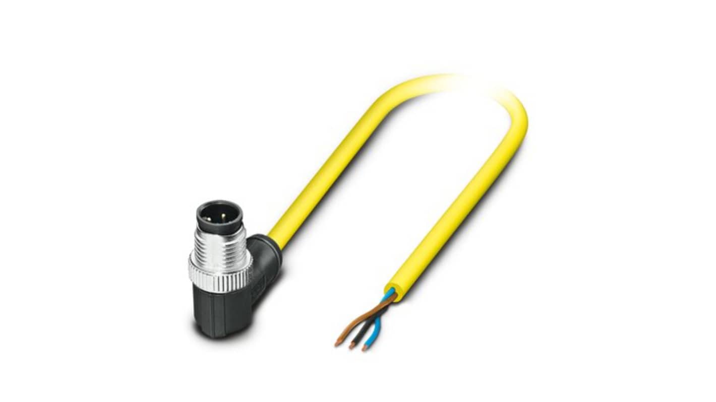 Phoenix Contact Straight 3 way Free Ends to Right Angle Male 3 way M12 Actuator/Sensor Cable, 5m