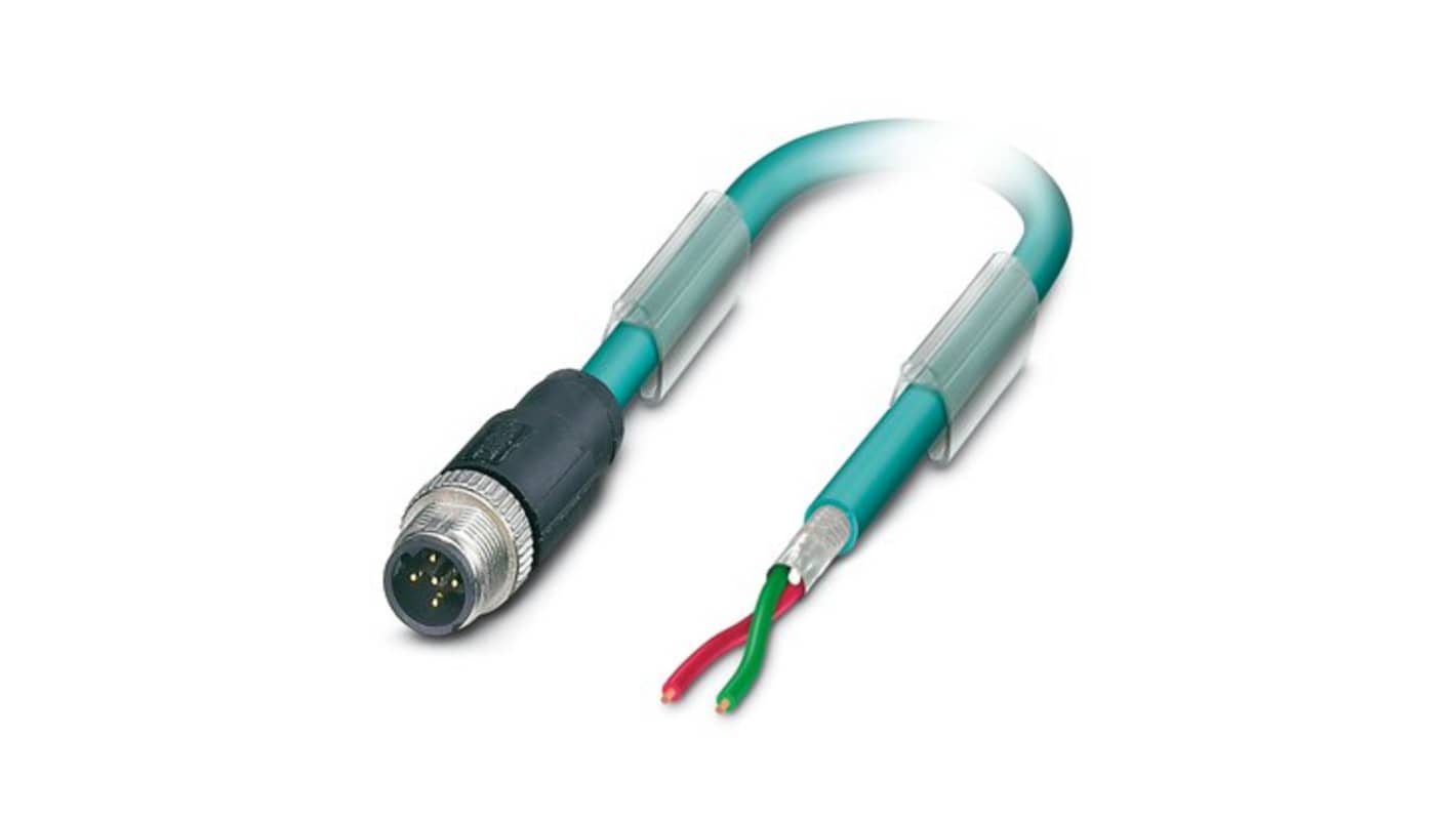 Phoenix Contact SAC Bus Cable, 2 Cores, 2 x 0.25 mm², Bus, Screened, 5m, Blue Polyurethane PUR Sheath, 24 AWG