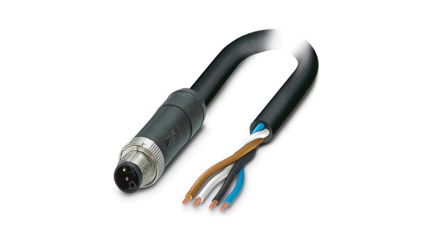 Phoenix Contact 14250, Shielded, 5m 4 Core, Black, Grey Polyurethane PUR Power Cable +80°C