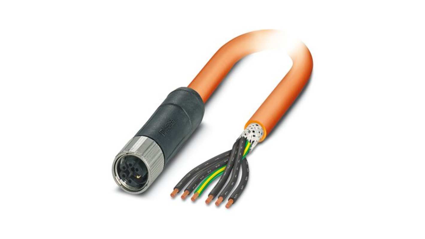 Phoenix Contact 14149, Shielded, 3m 6 Core, Orange Polyvinyl Chloride PVC Power Cable +80°C