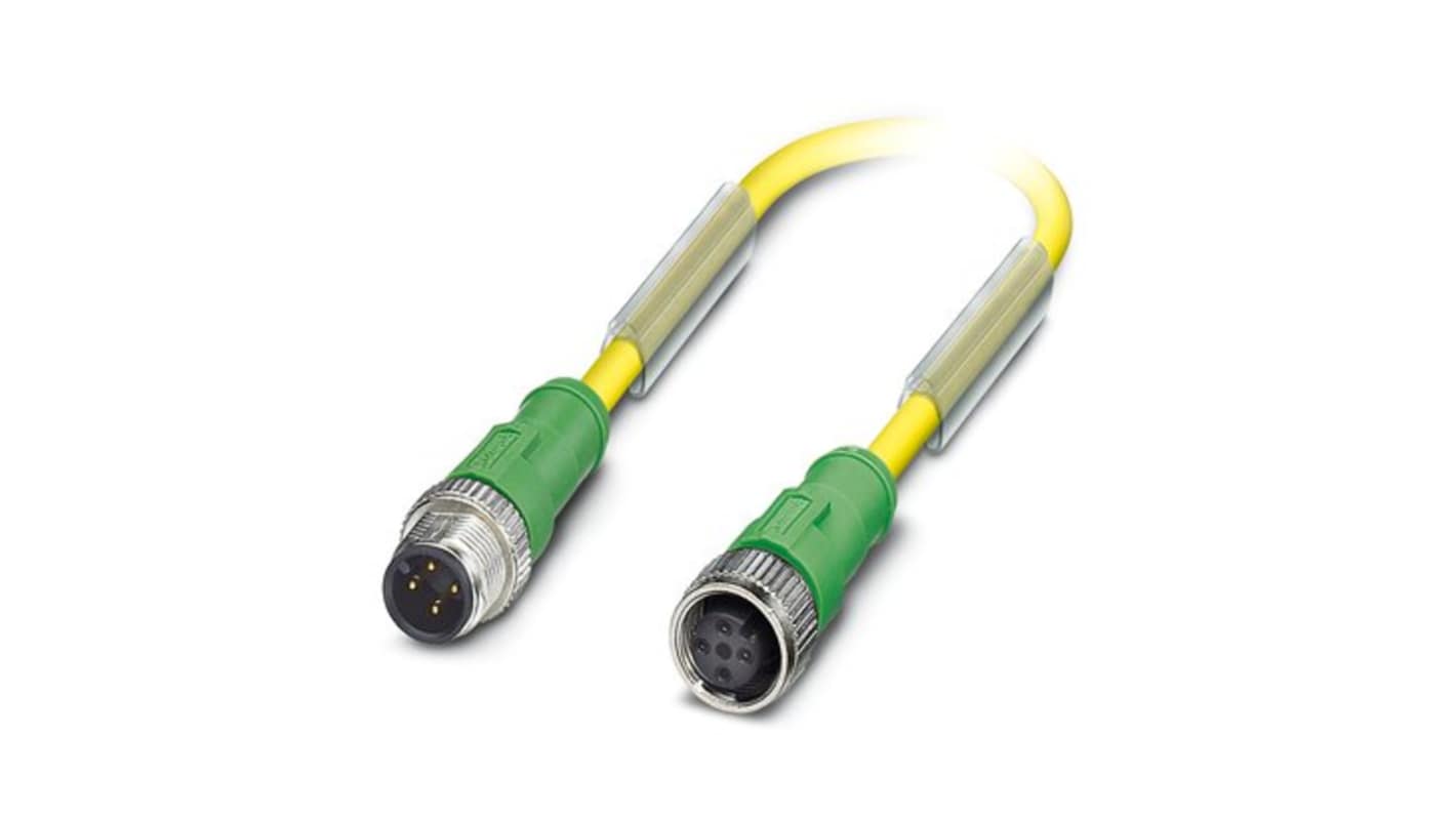 Phoenix Contact Straight Male 4 way M12 to Straight Female 4 way M12 Sensor Actuator Cable, 3m