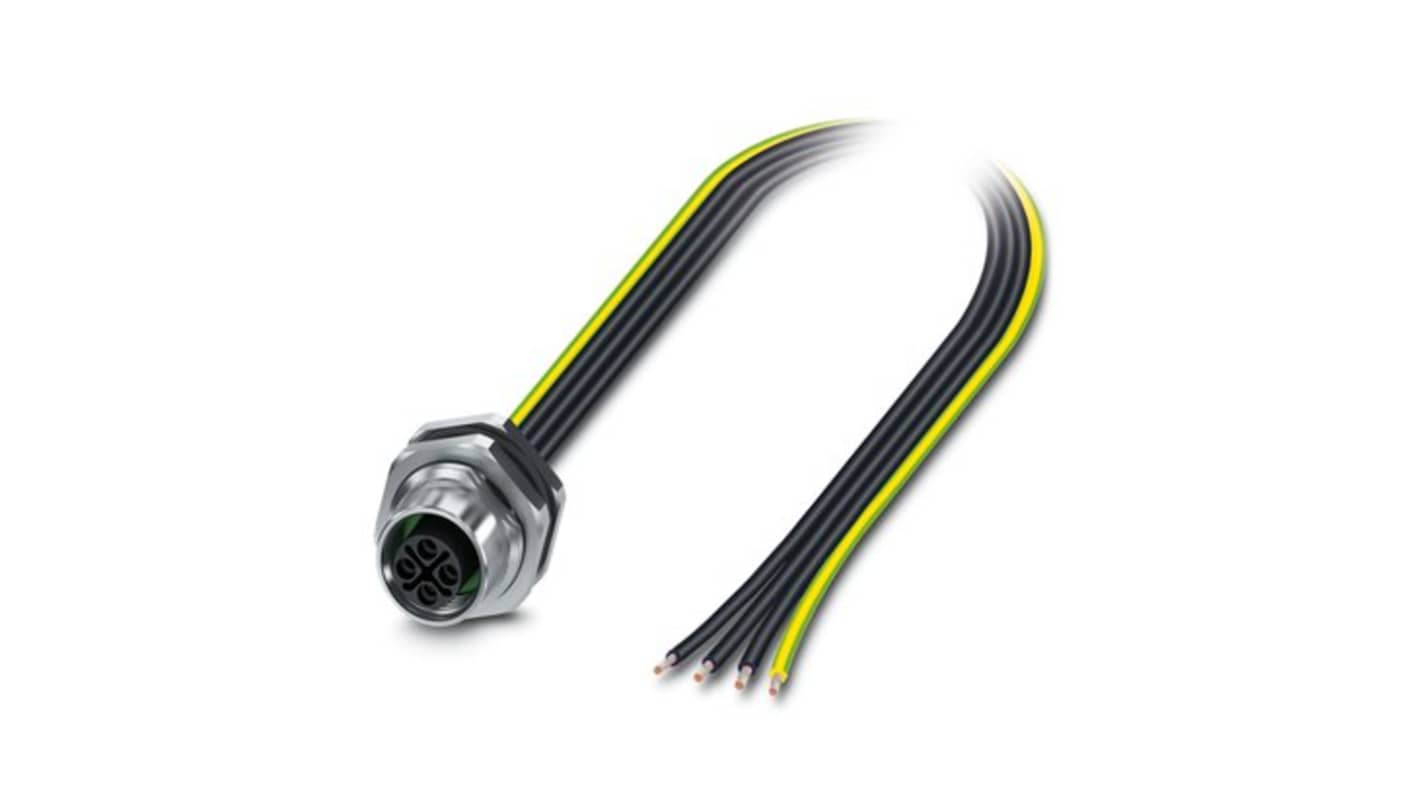 Phoenix Contact, 14115 IP65, IP67 Metal Rear Mount 4 Position Power Connector Socket, Rated At 12A, 600 V