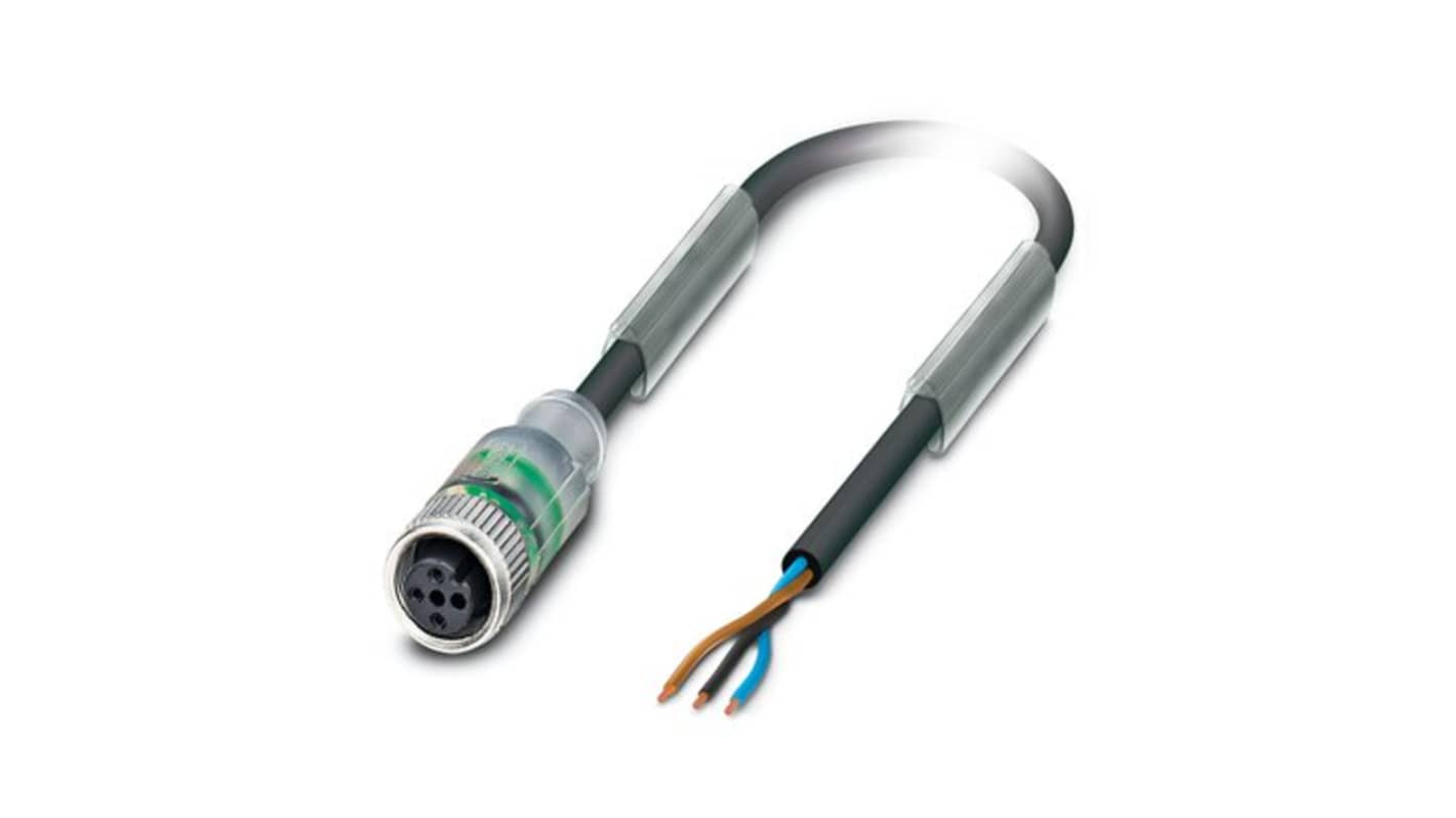 Phoenix Contact Straight 3 way Free Ends to Straight Female 3 way M12 Sensor Actuator Cable, 1.5m