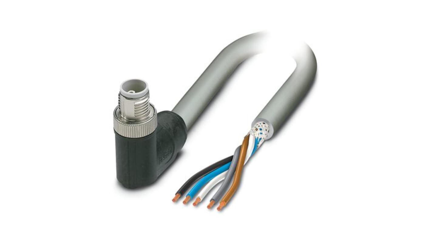 Phoenix Contact SAC, Power, 1.5m 5 Core, Grey Polyurethane PUR Power Cable +80°C