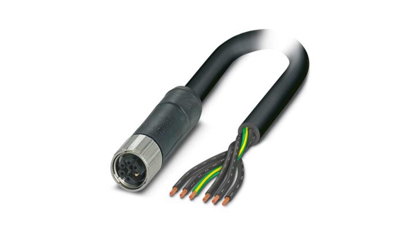Phoenix Contact SAC, Power, 10m 6 Core, Black, Grey Polyurethane PUR Power Cable +80°C