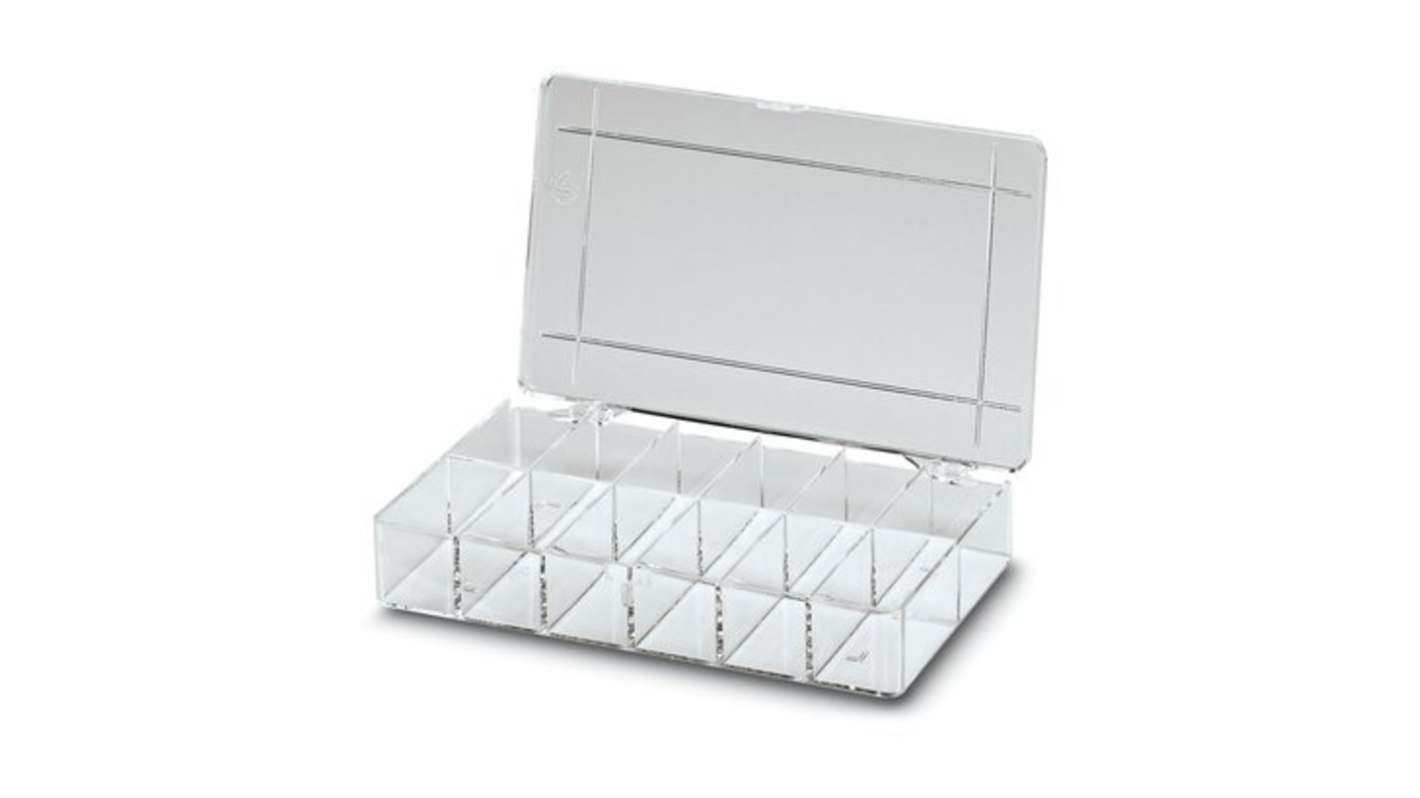 Phoenix Contact 12 Cell Transparent Polystyrene Compartment Box, 36mm x 210mm x 105mm