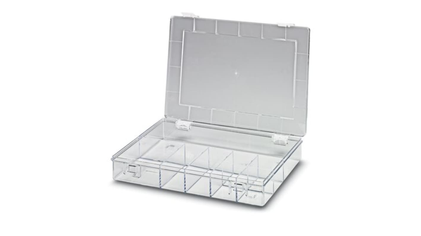 Phoenix Contact 8 Cell Transparent Polystyrene Compartment Box, 55mm x 335mm