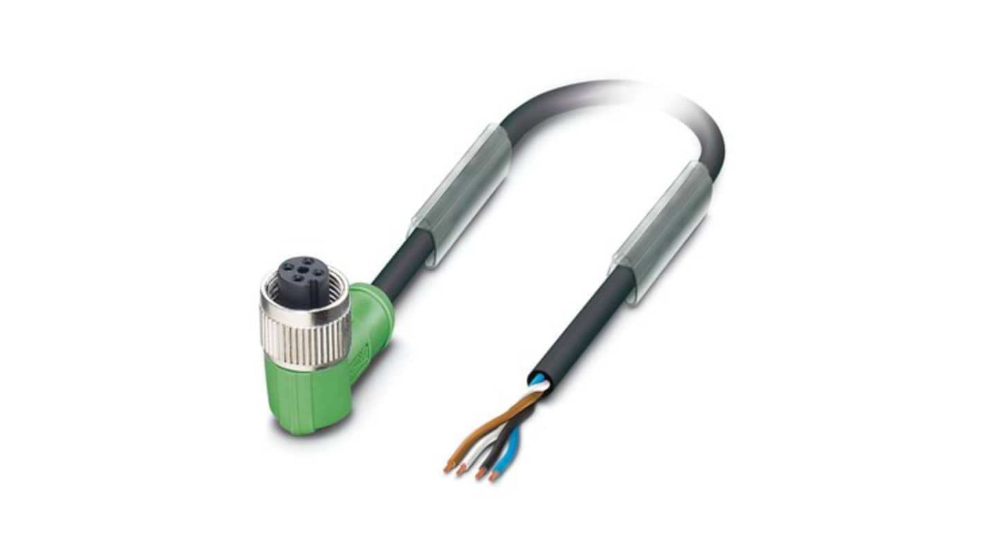 Phoenix Contact Straight 4 way Free Ends to Right Angle Female 4 way M12 Actuator/Sensor Cable, 1.5m