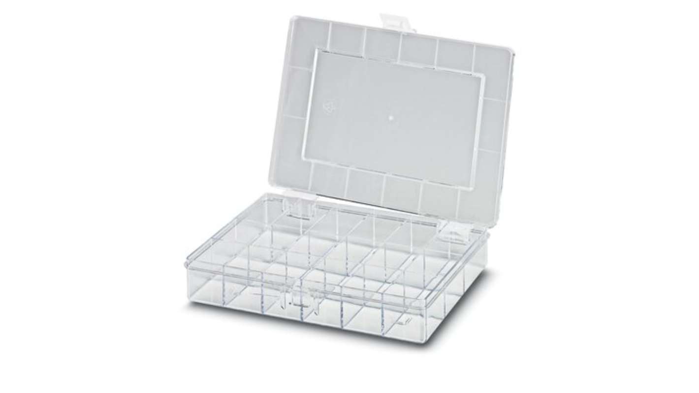 Phoenix Contact Kleinteilebox, Polystyrol Transparent, 18 Fächer , 46mm x 250mm x 170mm