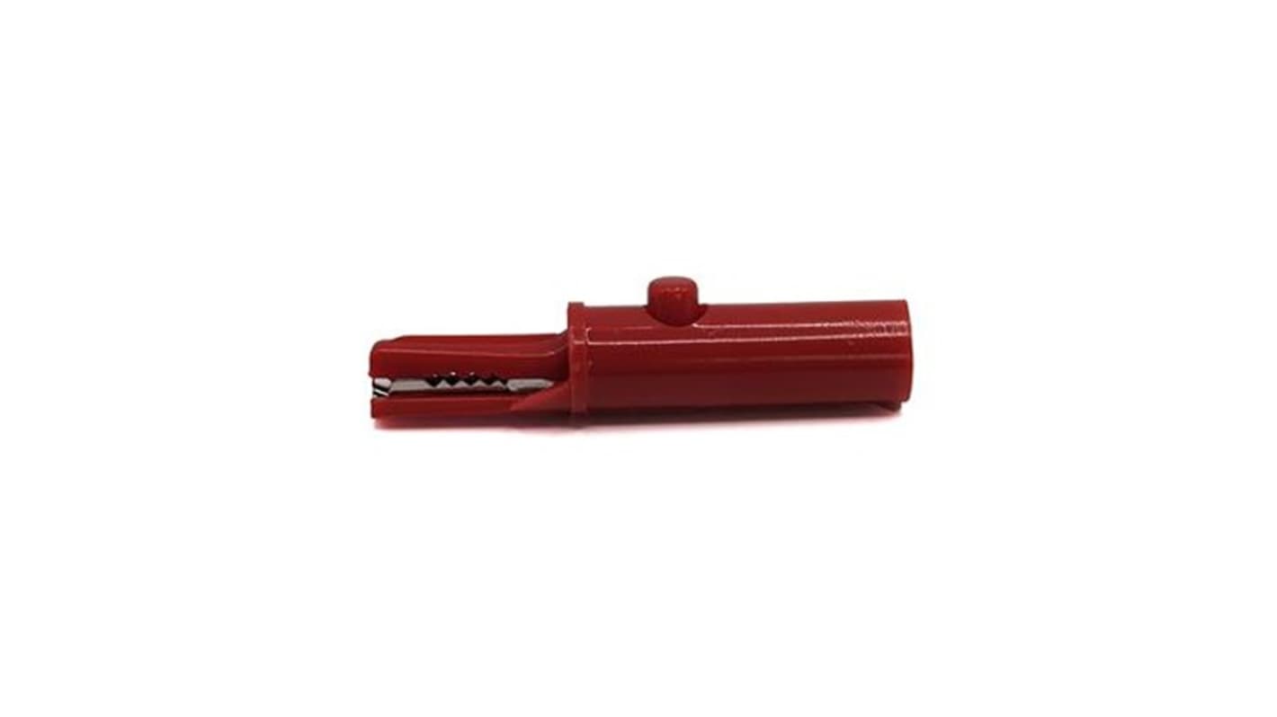 Mueller Electric Crocodile Clip 4 mm Banana Plug Connection, Nickel-Plated Steel Contact, 19A, Red