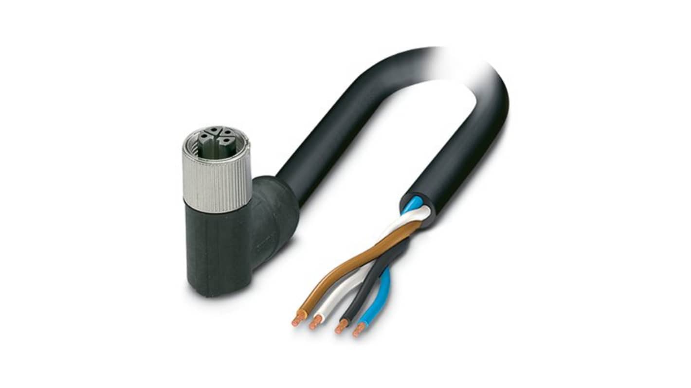 Phoenix Contact 14250, Shielded, 5m 4 Core, Black, Grey Polyurethane PUR Power Cable +80°C