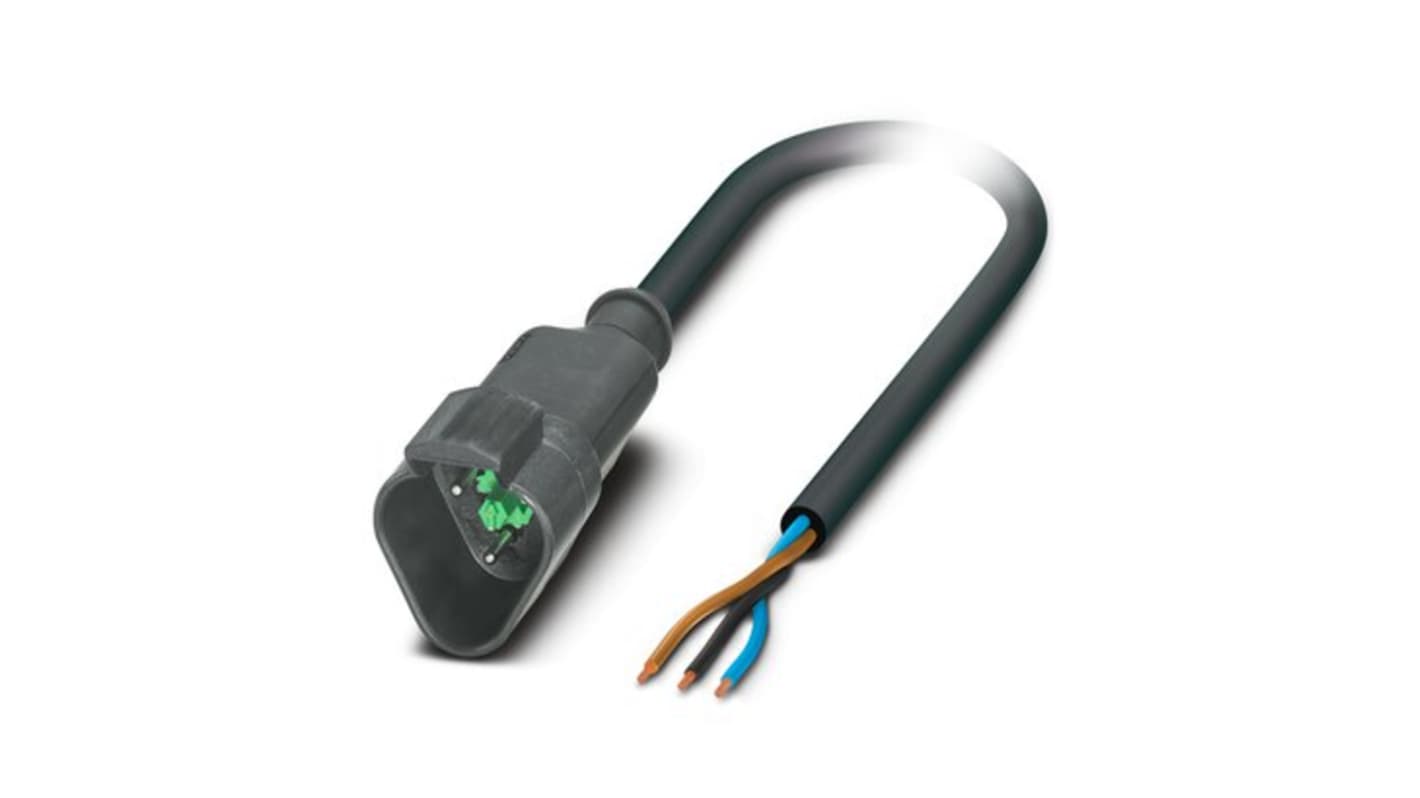 Phoenix Contact Straight Male 3 way Deutsch to Straight 3 way Free Ends Sensor Actuator Cable, 5m