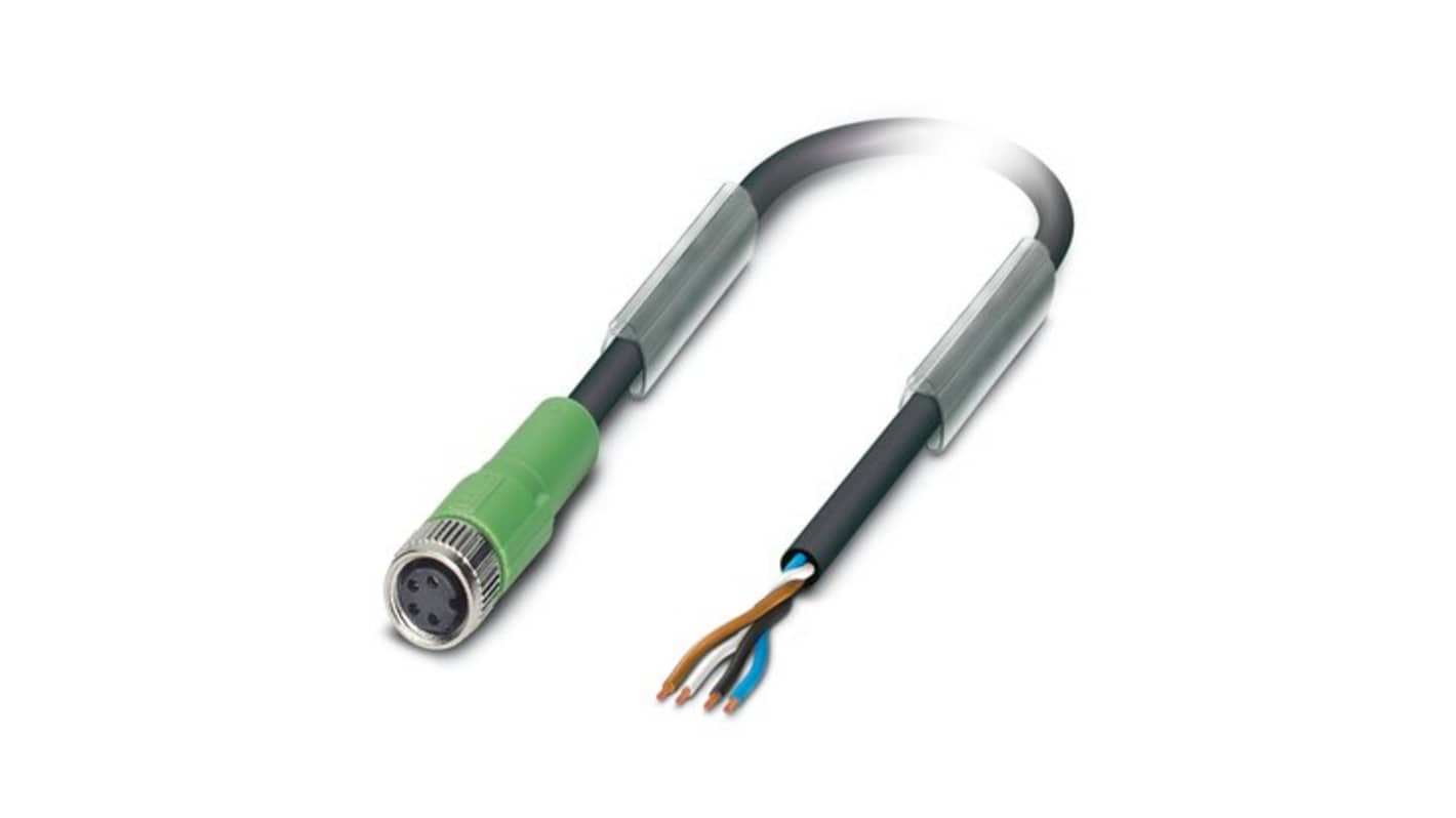 Phoenix Contact Straight 4 way Free Ends to Straight Female 4 way M8 Sensor Actuator Cable, 3m