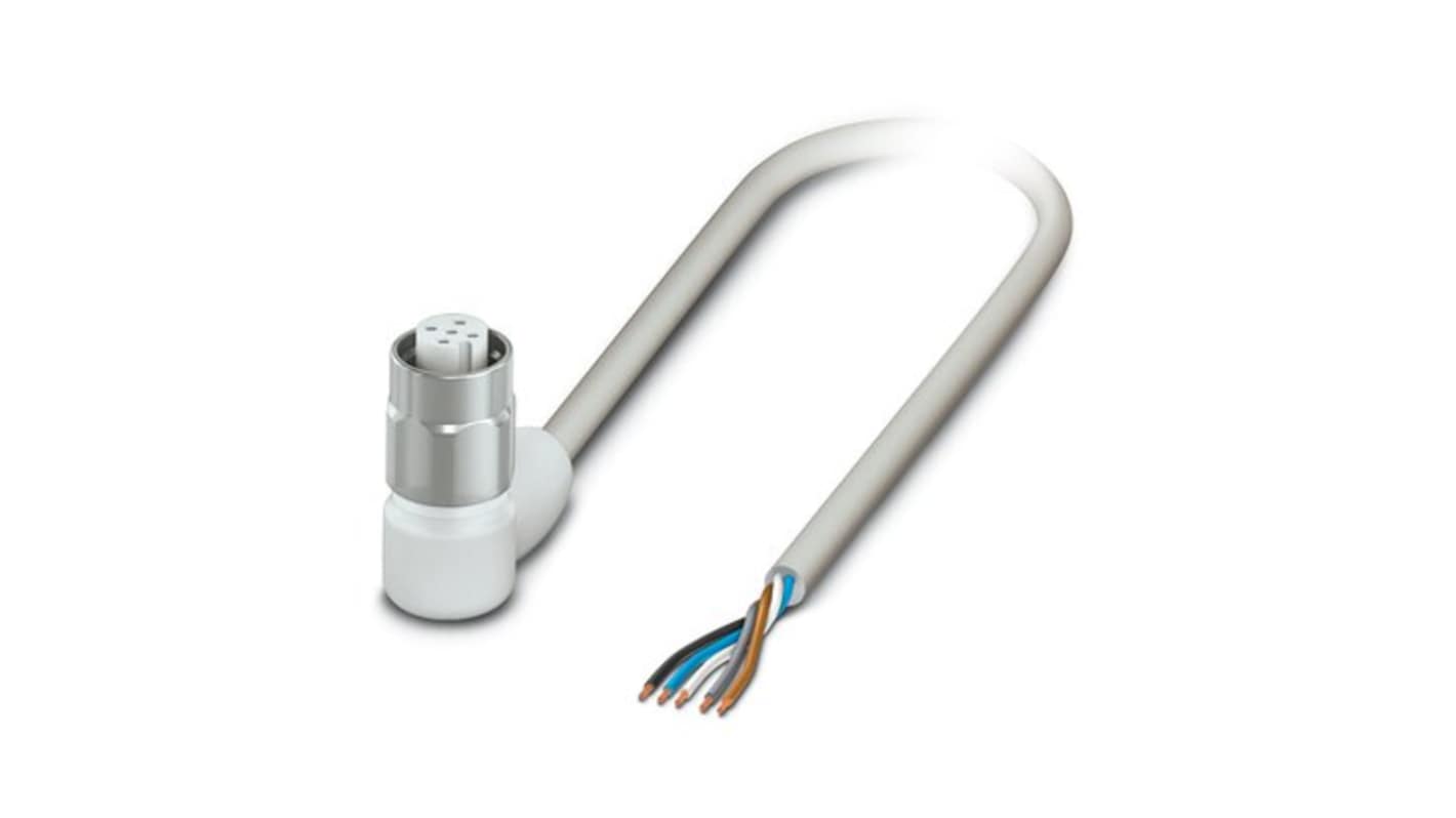 Phoenix Contact Straight 5 way Free Ends to Right Angle Female 5 way M12 Sensor Actuator Cable, 5m