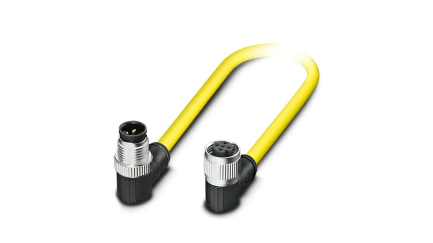 Phoenix Contact Right Angle Male 5 way M12 to Right Angle Female 5 way M12 Sensor Actuator Cable, 1.5m