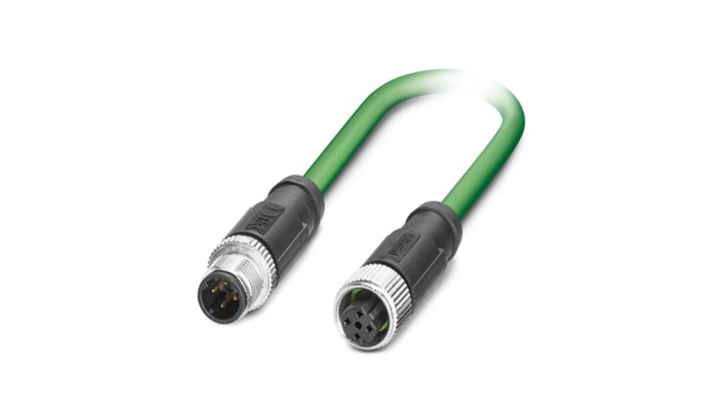 Phoenix ContactNBC, 10m Cat5, Green M12 to Male M12 Female, Shielded Shielded, Terminated Polyurethane Sheath