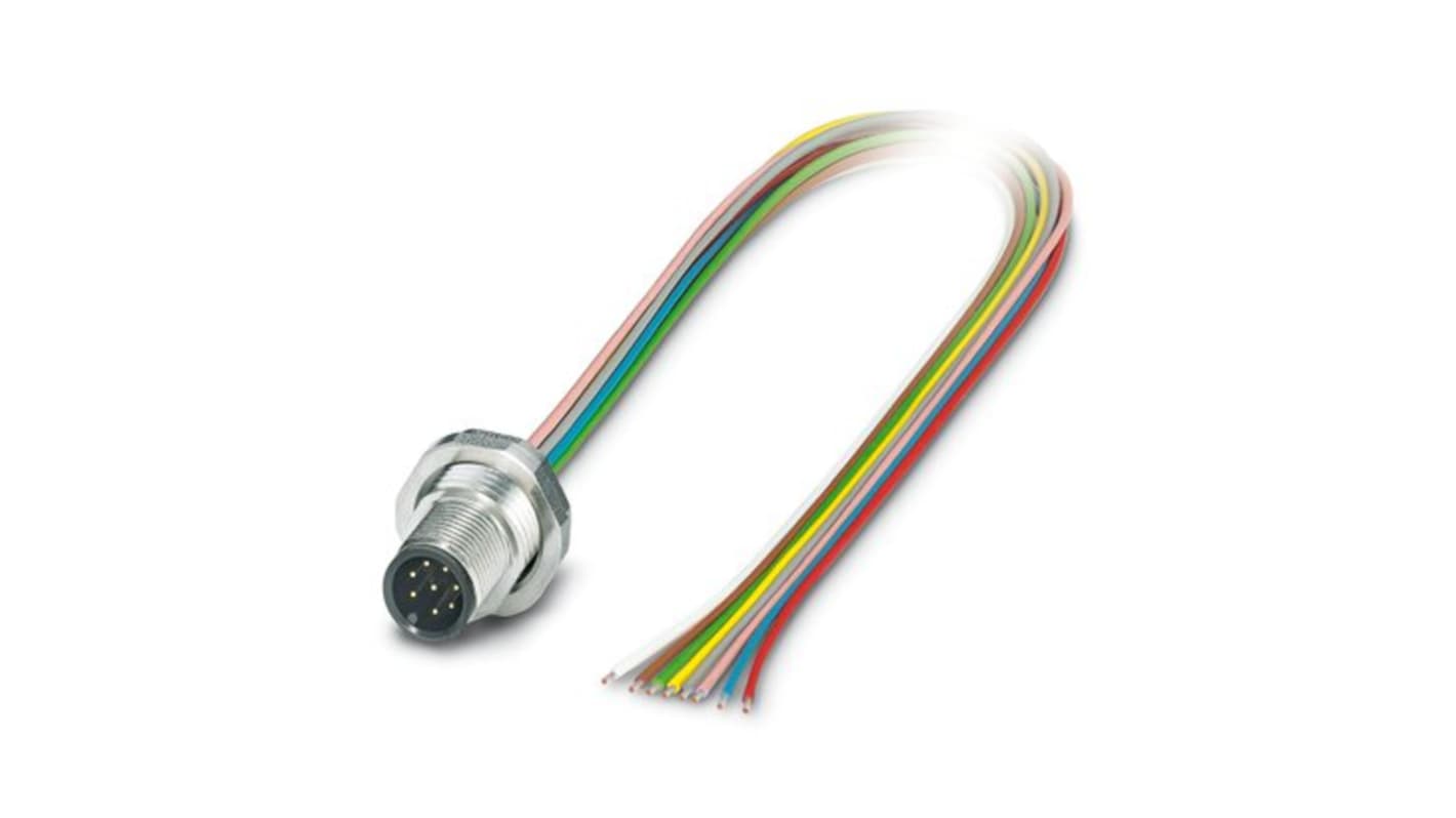 Phoenix Contact, 15546 IP65, IP67, IP69K Metal Rear Mount 8 Position Power Connector Plug, Rated At 2A, 30 V