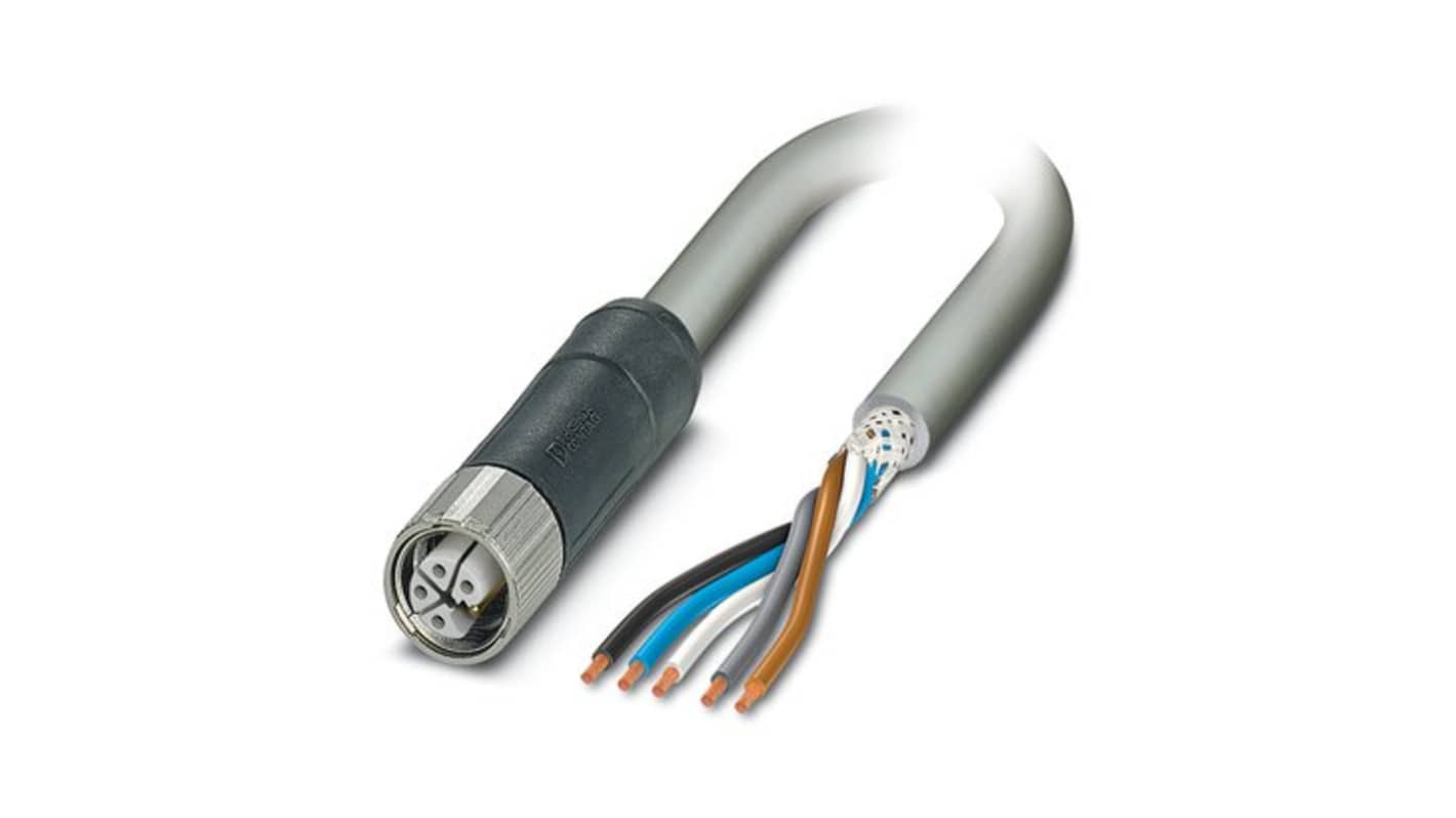 Phoenix Contact 14148, Shielded, 10m 5 Core, Grey Polyurethane PUR Power Cable +80°C