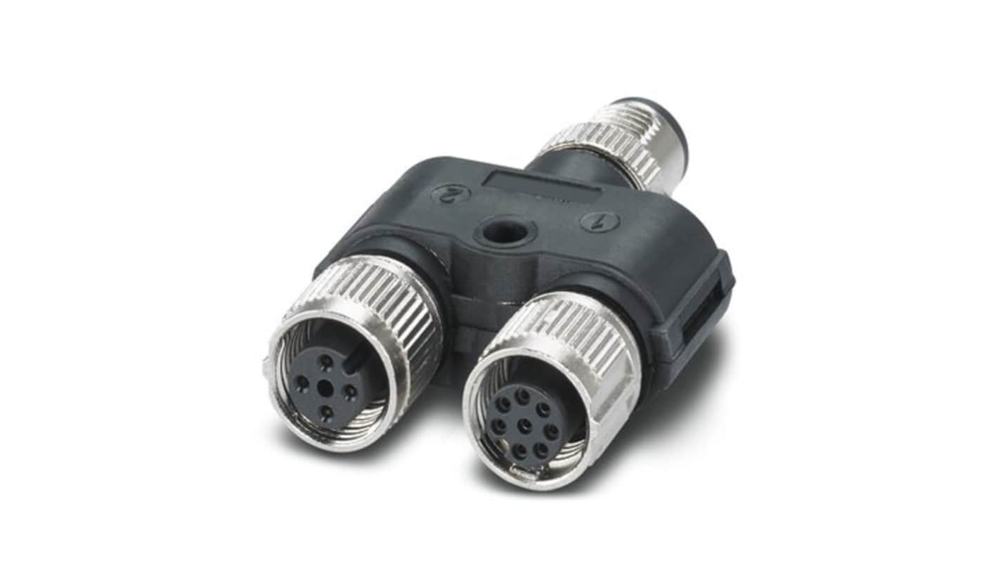 Phoenix Contact Y-Shaped 8 Pole M12 Plug to 8 Pole M12 Socket Adapter