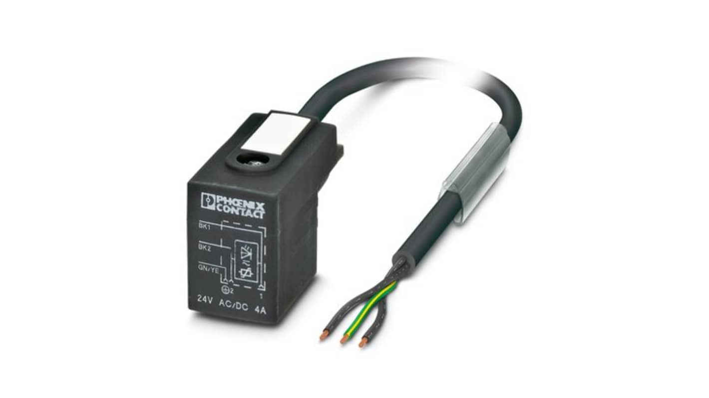 Phoenix Contact Straight 3 way Free Ends to Straight 3 way Valve Connector Sensor Actuator Cable, 10m