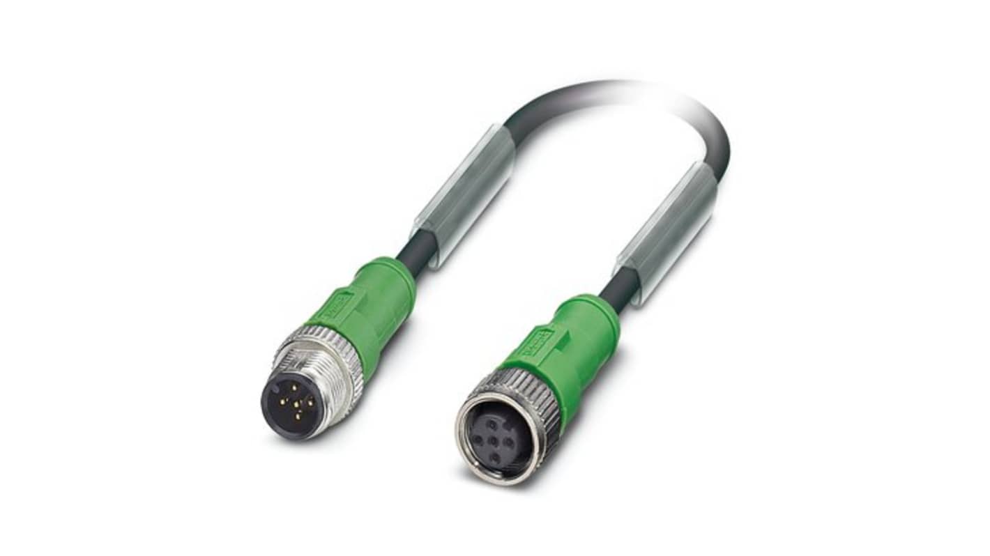 Phoenix Contact Straight Male 5 way M12 to Straight Female 5 way M12 Sensor Actuator Cable, 300mm