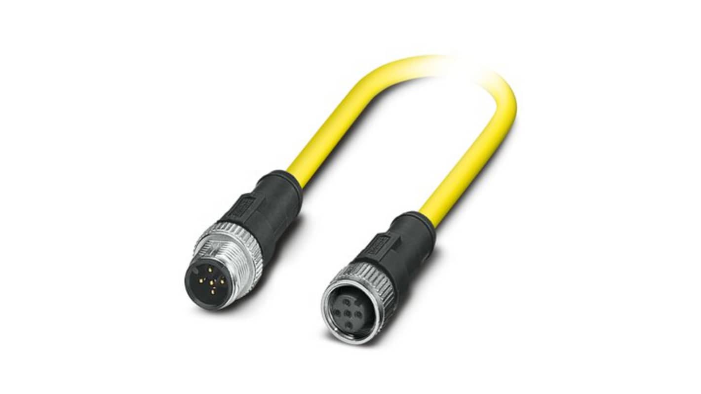 Phoenix Contact Straight Male 5 way M12 to Straight Female 5 way M12 Actuator/Sensor Cable, 1.5m