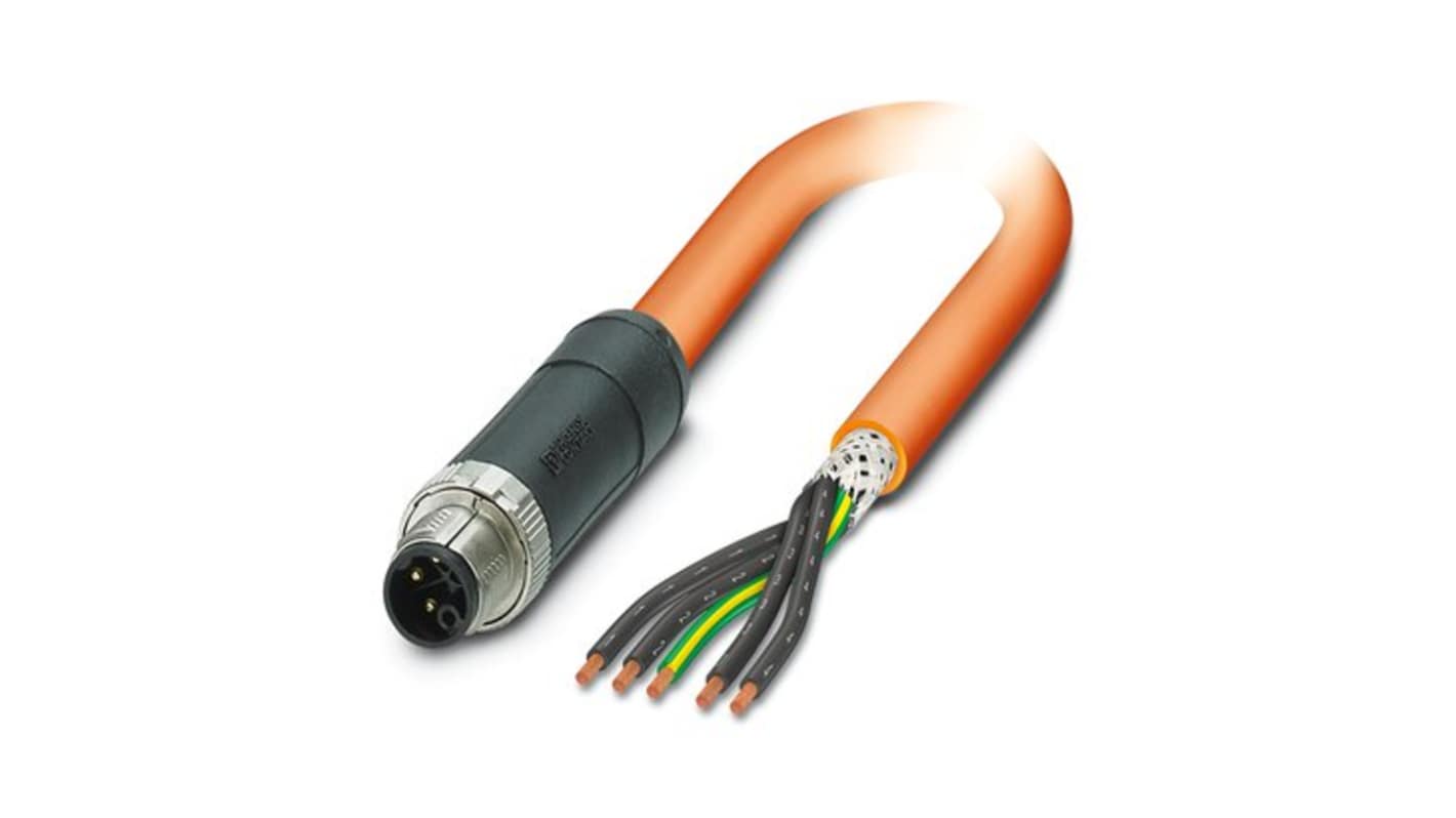 Phoenix Contact SAC, Power, 3m 5 Core, Orange Polyurethane PUR Power Cable +80°C