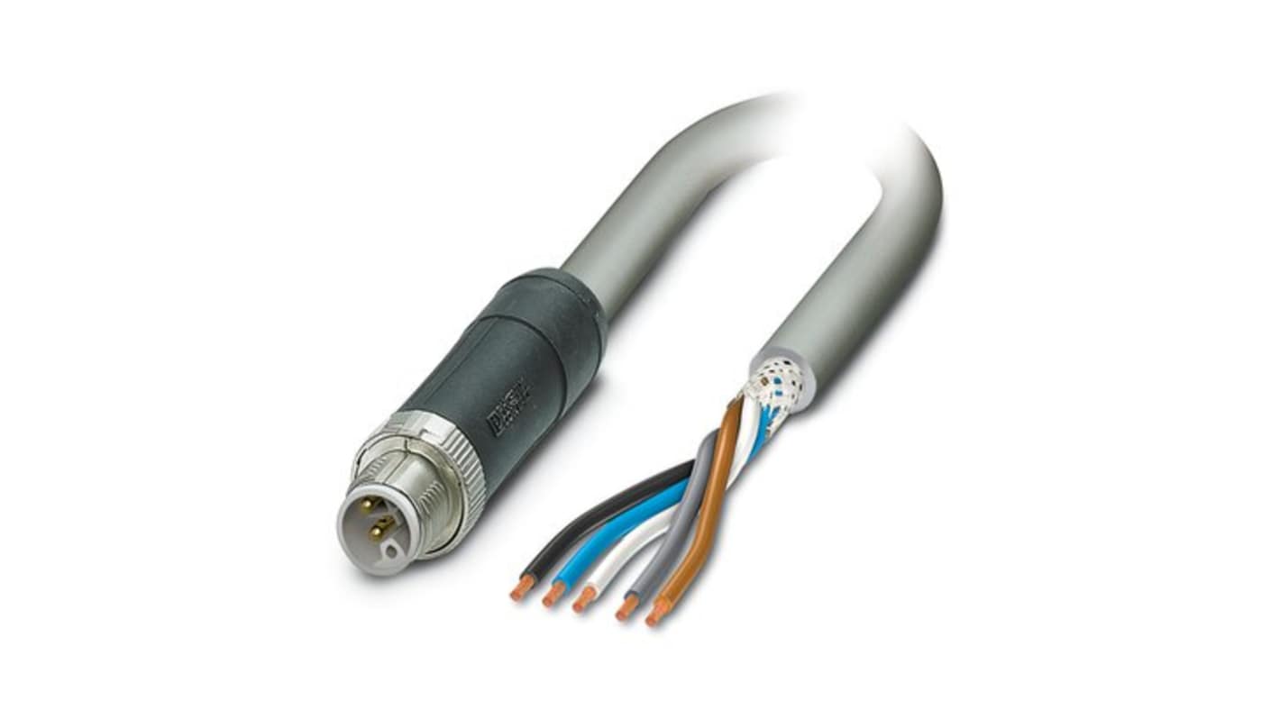 Phoenix Contact SAC Power 5 x 2.5 mm² 5 Core Power Cable, Grey Polyurethane PUR, 3m