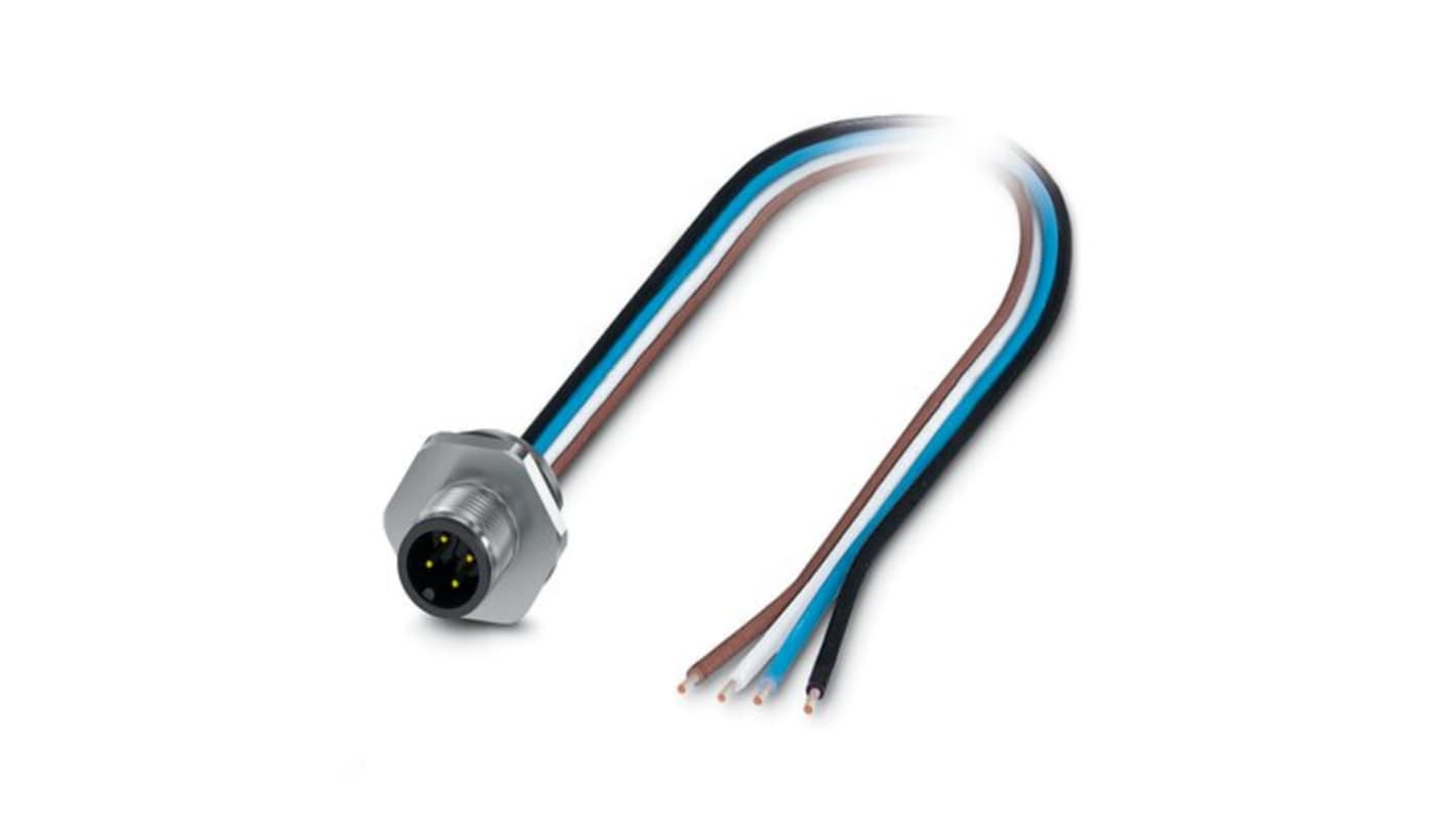 Phoenix Contact Circular Connector, 4 Contacts, Front Mount, M12 Connector, Plug, Male, IP67, SACC Series