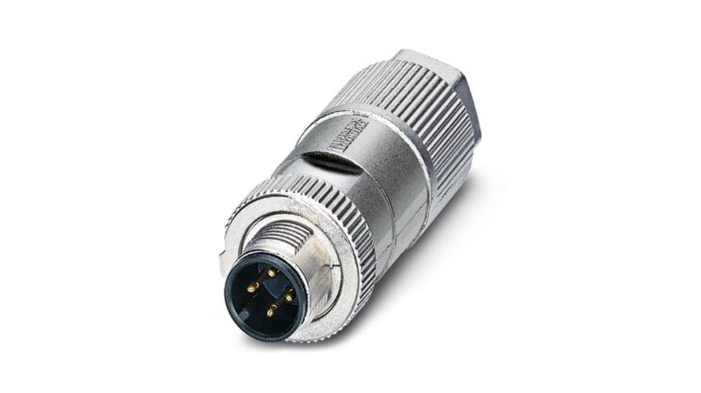 Phoenix Contact Circular Connector, 4 Contacts, Cable Mount, M12 Connector, Plug, Male, IP65, IP67, SACC Series
