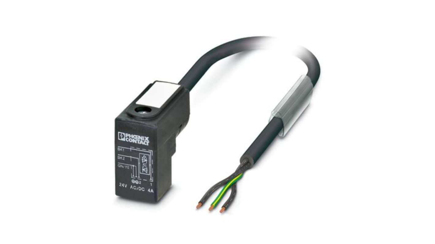 Phoenix Contact Straight 3 way Free Ends to Straight Male 3 way Valve Connector Actuator/Sensor Cable, 5m