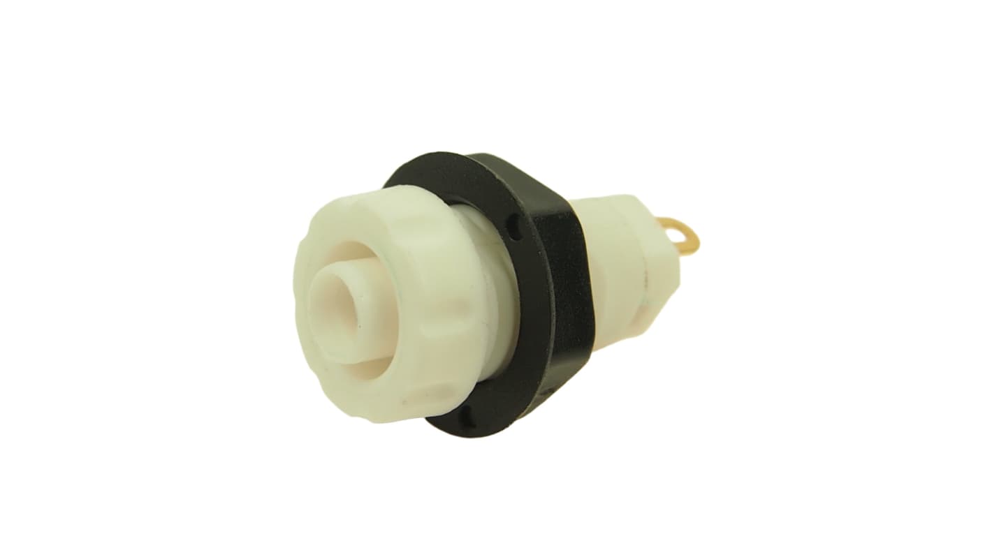 RS PRO White Female Banana Socket, 2mm Connector, Threaded Termination, 30A, 1kV, Gold Plating