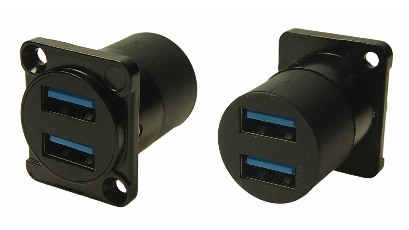RS PRO USB接口, A型3, 2端口, 焊接端接, 面板安装, 直向