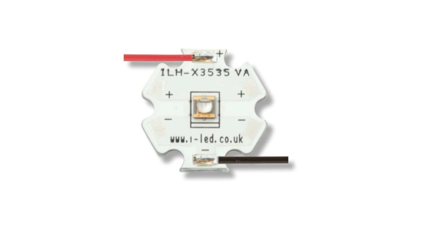 ILH-XO01-S420-SC211-WIR200. Intelligent LED Solutions, N3535U UVA Series UV LED, 430nm 600mW 125 ° Screw Mount package