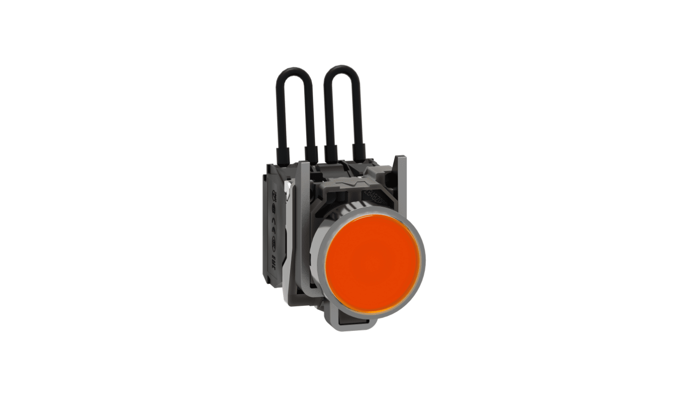 Schneider Electric, XB4, Screw Mount Orange Universal LED Pilot Light, 22.5mm Cutout, IP66, IP67, IP69K, Round, 24V