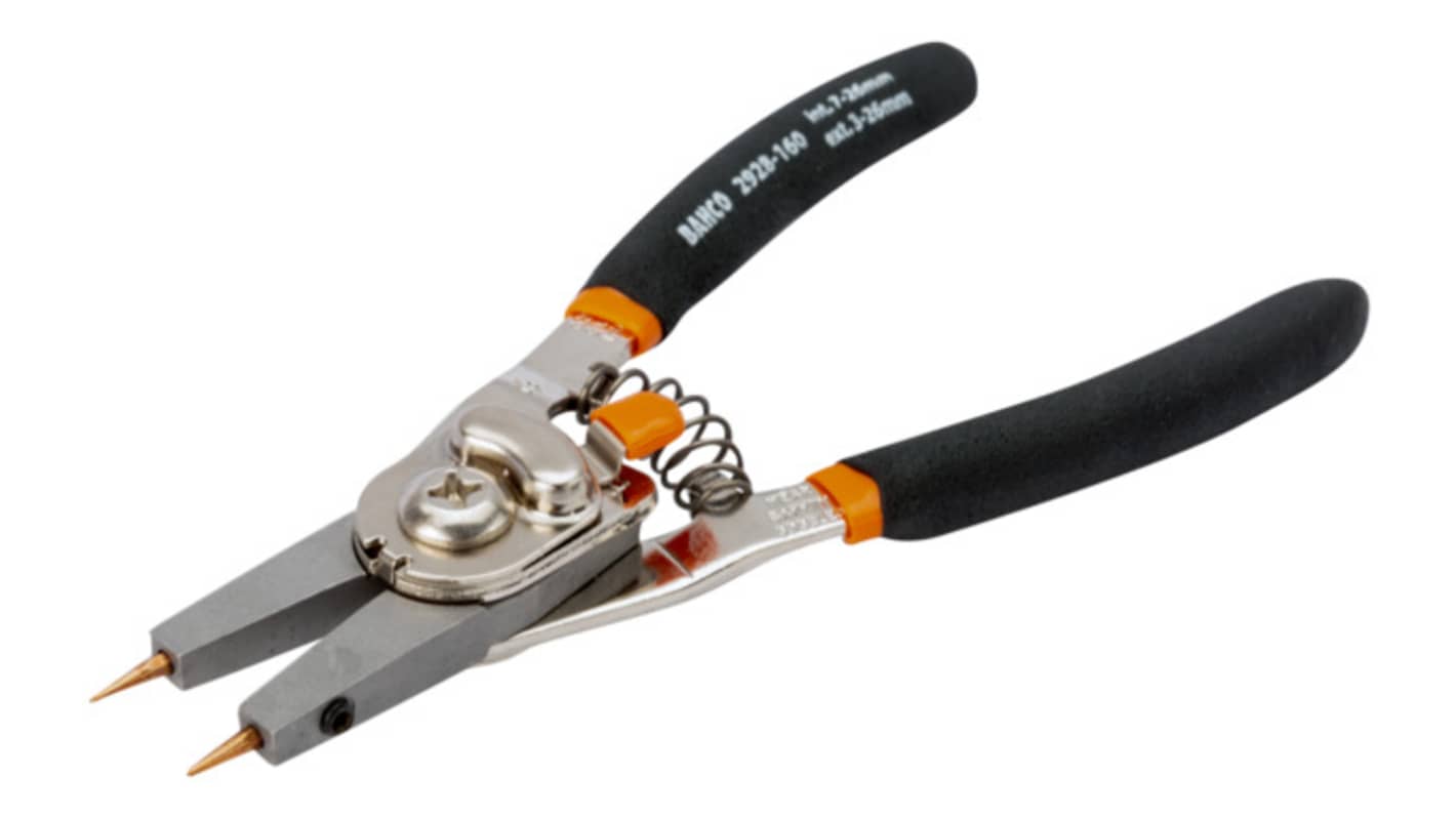 Bahco 2928-250 Circlip Plier, 250 mm Overall, Angled, Straight Tip, 30mm Jaw