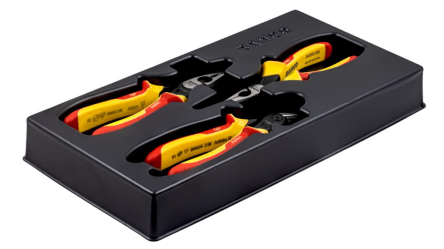 Bahco 9897S/3 3-Piece Plier Set, Pointed, Straight Tip, VDE/1000V