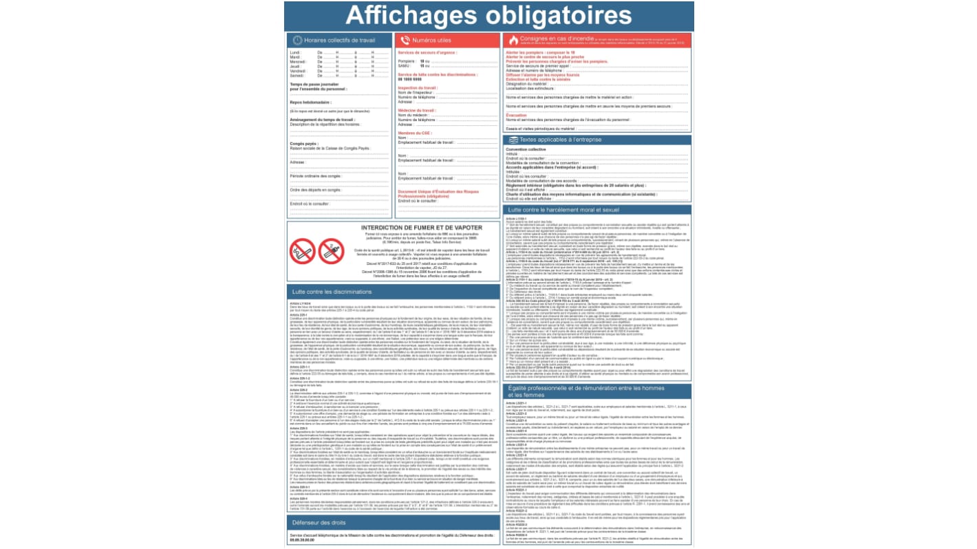 Signs & Rules Safety Poster, PVC, English, French, 400 mm, 300mm
