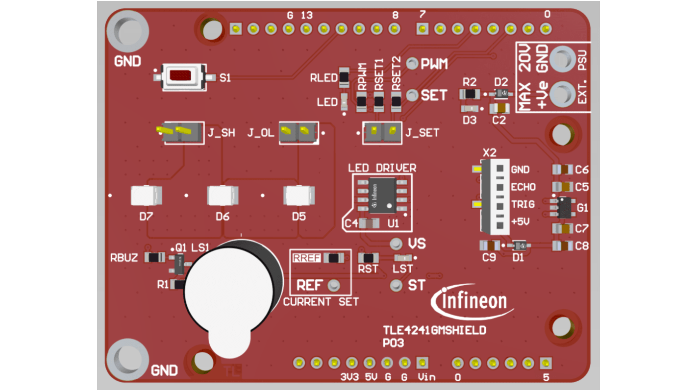 Infineon TLE4241SYS SHIELD Evaluation Board for TLE4241GM for Arduino UNO